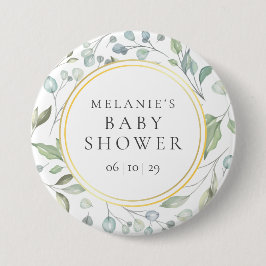 Bóton Redondo 7.62cm Chuva de Bebê Folha Dourada Falso Garland Laurel