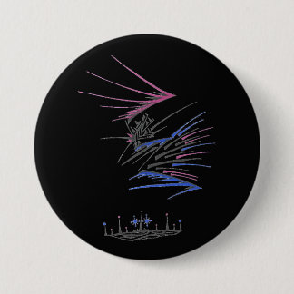 Bóton Redondo 7.62cm Cidade Flutuante Colorida Arte Tribal Tatuagem Abs