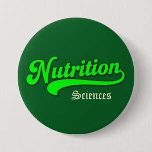Bóton Redondo 7.62cm "Ciências da Nutrição" Botão Grande Verde Escuro