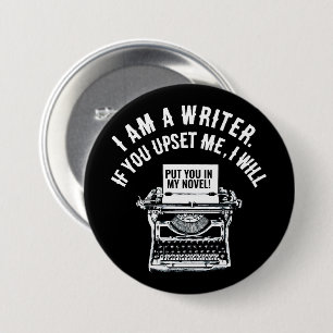 Bóton Redondo 7.62cm Citação de Escritor Humoroso