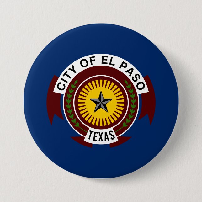 Bóton Redondo 7.62cm City Flag de El Paso (Texas) (Frente)