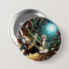 Bóton Redondo 7.62cm Coelhinho Pânico Caindo No Buraco Do Coelho