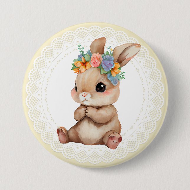 Bóton Redondo 7.62cm Coelho Bebê  (Frente)