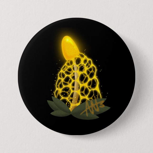 Bóton Redondo 7.62cm Cogumelo Amarelo Magro de Véu Bridal (Frente)