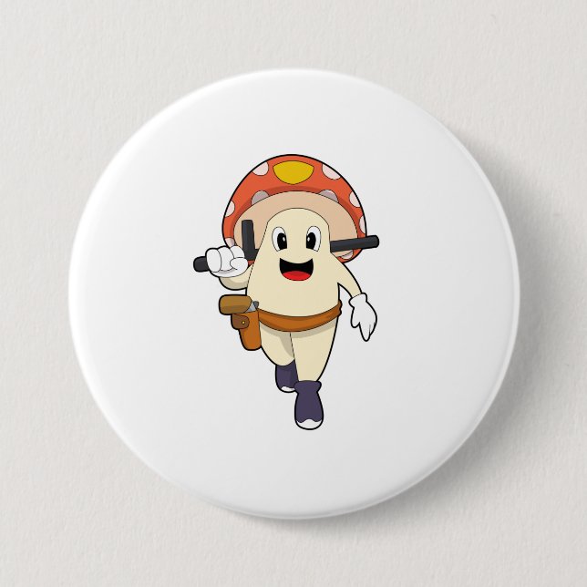 Bóton Redondo 7.62cm Cogumelo como policial da polícia (Frente)