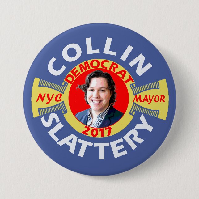 Bóton Redondo 7.62cm Collin Slattery para o Mayor de NYC em 2017 (Frente)