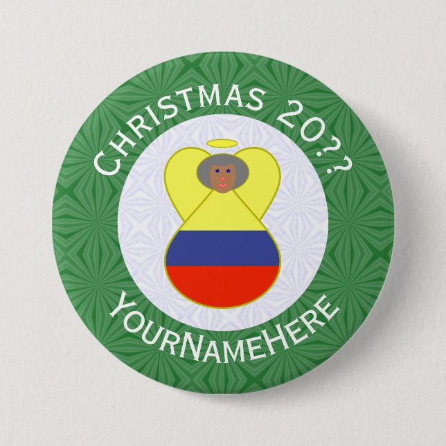 Bóton Redondo 7.62cm Colombiana Abuelita Angel para o Natal (Frente)