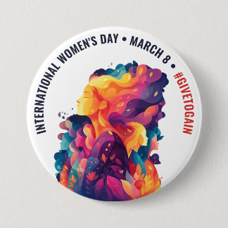 Bóton Redondo 7.62cm Colorful Faces Abstract Women's Day | IWD