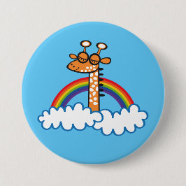 Bóton Redondo 7.62cm Colorida Jirafa. Jirafa. Arcoiris, arco iris