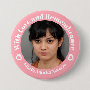 Bóton Redondo 7.62cm Com amor, cor-de-rosa, dois corações brancos recor