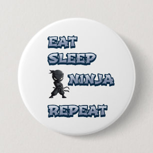 Bóton Redondo 7.62cm Coma, Dorme, Ninja, Repita