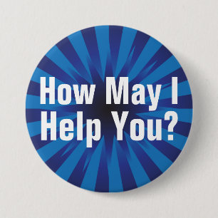 Bóton Redondo 7.62cm Como posso eu ajude-o Starburst a pedir-me o botão