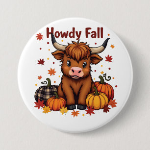 Bóton Redondo 7.62cm Como vocês caem Autumn Moo Vaca Pumpkin