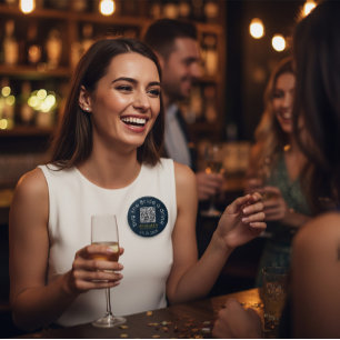 Bóton Redondo 7.62cm Comprar uma Bebida para a Noiva Botão de Código QR