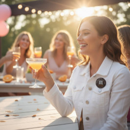 Bóton Redondo 7.62cm Comprar uma bebida para a Noiva Botão de QR Code