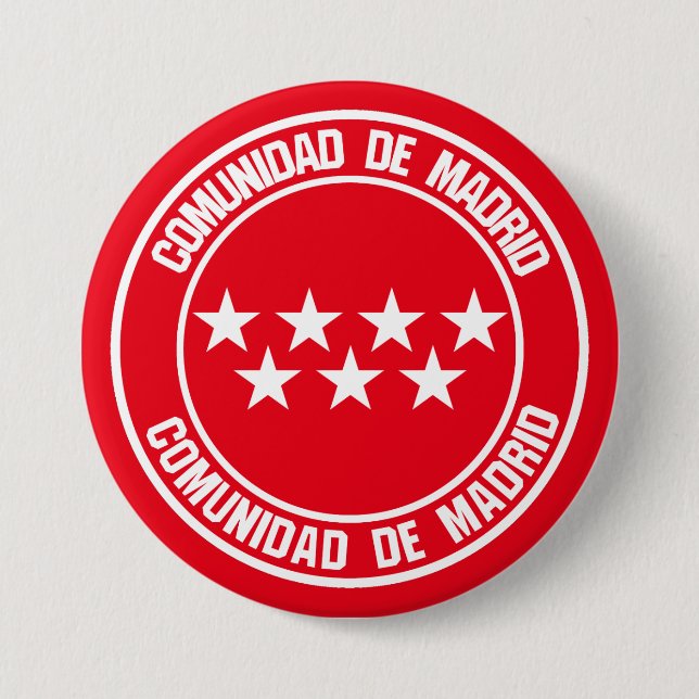 Bóton Redondo 7.62cm Comunidad de Madrid Round Emblem (Frente)