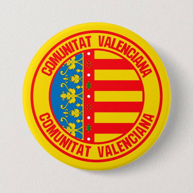 Bóton Redondo 7.62cm Comunitat Valenciana Round Emblem (Frente)