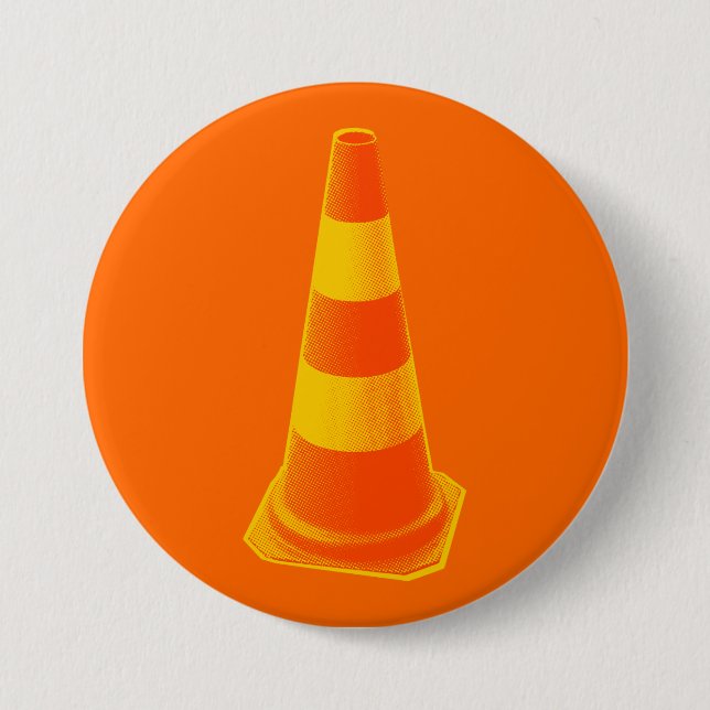 Bóton Redondo 7.62cm Cone de Tráfego com faixas Amarelas (Frente)