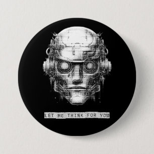 Bóton Redondo 7.62cm Controle da mente Robô Cyberpunk