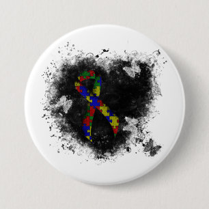 Bóton Redondo 7.62cm Coração do Grunge da fita do quebra-cabeça