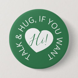 Bóton Redondo 7.62cm Coração verde de acolhimento de convidados distanc