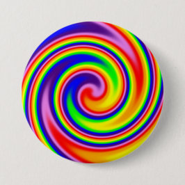 Bóton Redondo 7.62cm Cores do Arco-íris Retro Hippie Foco Suave Espiral
