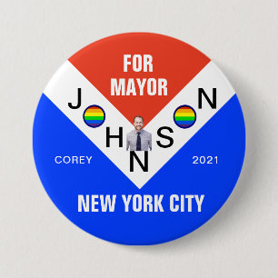 Bóton Redondo 7.62cm Corey Johnson para o prefeito da NYC em 2021