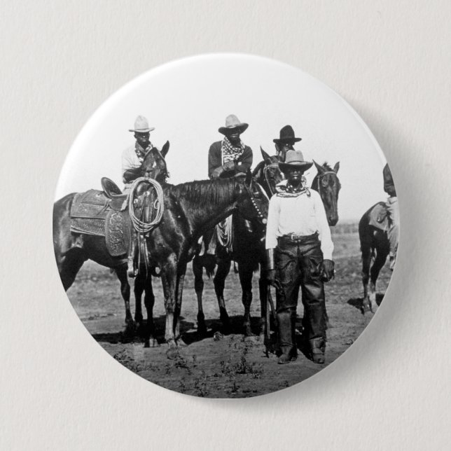 Bóton Redondo 7.62cm Cowboys Negros Em Bonham Texas 1890 (Frente)