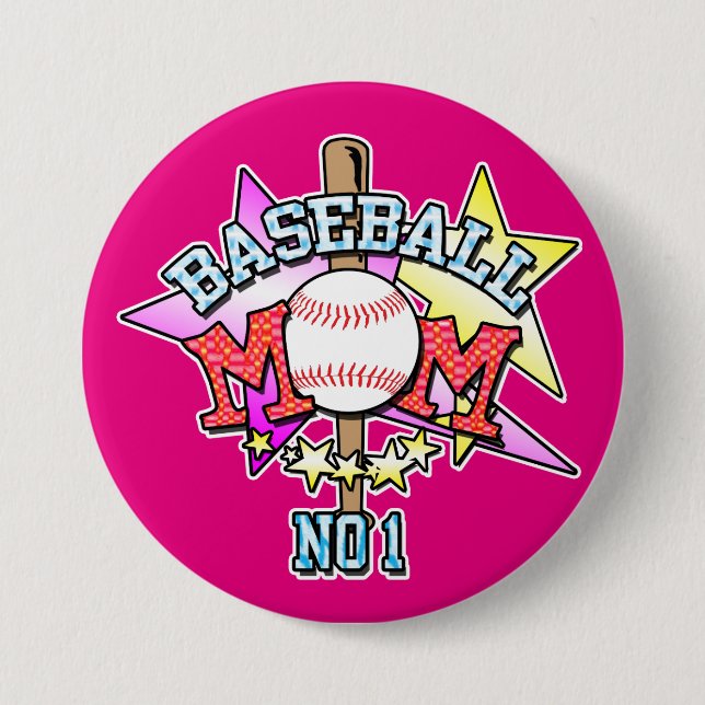 Bóton Redondo 7.62cm Crachá Baseball Mãe (Frente)