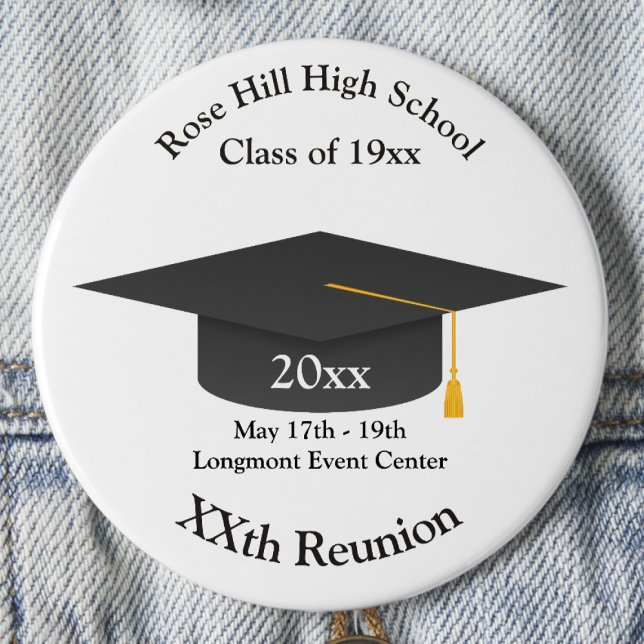 Bóton Redondo 7.62cm Create-Your-Own Mortarboard Class Reunion Button (Criador carregado)