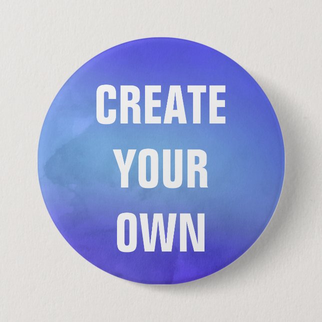 Bóton Redondo 7.62cm Criar sua própria pintura azul da aguarela (Frente)