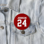 Bóton Redondo 7.62cm Crimson e White Athlett Name Jersey Number<br><div class="desc">Anime-se com a sua equipe desportiva favorita, jogador de futebol ou mostre seu orgulho escolar com um botão personalizado de espírito! Adicione o nome da sua escola ou personalize com o nome de um jogador e o número de camisa. Perfeito para jogos de futebol, basquetebol, baseball e futebol! Crie pinos...</div>