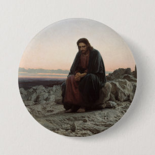 Bóton Redondo 7.62cm Cristo na Natureza Selvagem (por Ivan Kramskoy)