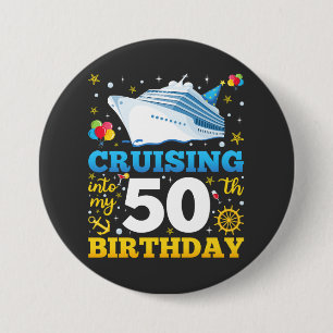 Bóton Redondo 7.62cm Cruzando Na Minha Ronda De 50 Festas de aniversári