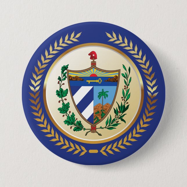 Bóton Redondo 7.62cm Cuba Casaco de Armas (Frente)