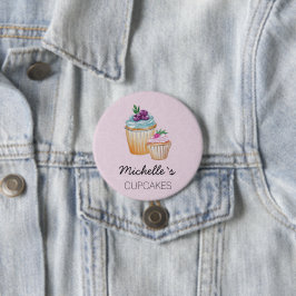 Bóton Redondo 7.62cm Cupcakes Cuxos E Frutas De Aquarela