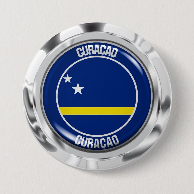 Bóton Redondo 7.62cm Curaçao Round Emblem (Frente)
