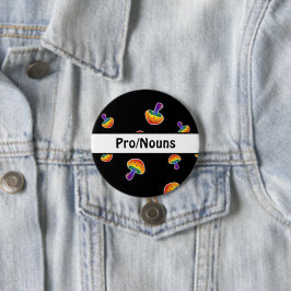 Bóton Redondo 7.62cm Customizable LGBTQIA Pride Mushroom Pronouns