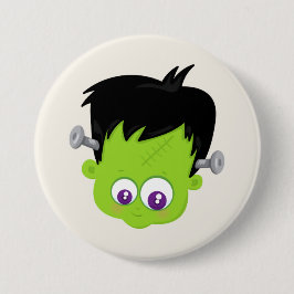 Bóton Redondo 7.62cm Cute Green Frankenstein Monster face Halloween