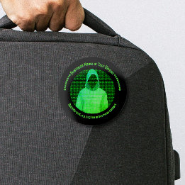 Bóton Redondo 7.62cm Cyber Security Themed Hooded Cara: Promo do Trade 