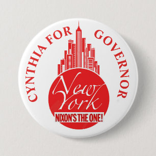 Bóton Redondo 7.62cm Cynthia Nixon para o governador de NY