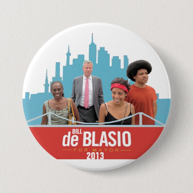 Bóton Redondo 7.62cm De Blasio para o Mayor (Frente)