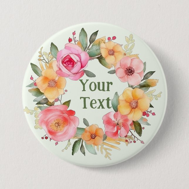 Bóton Redondo 7.62cm Delicar o emblema da coroa laranja (Frente)