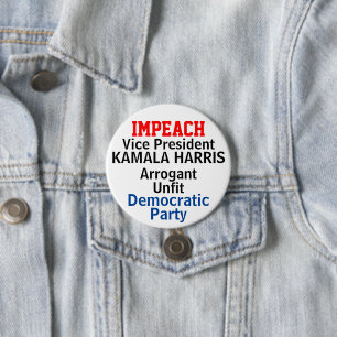 Bóton Redondo 7.62cm Democrata Impeach Harris