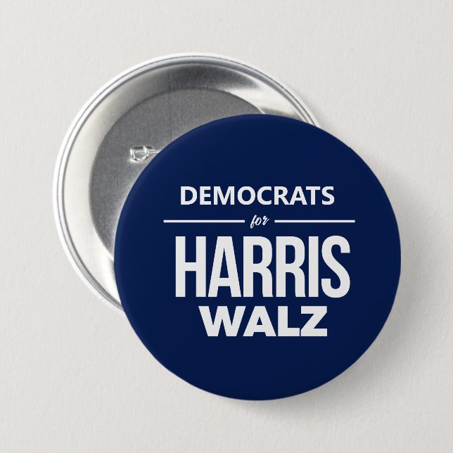 Bóton Redondo 7.62cm Democratas para Harris Walz (Frente & Verso)