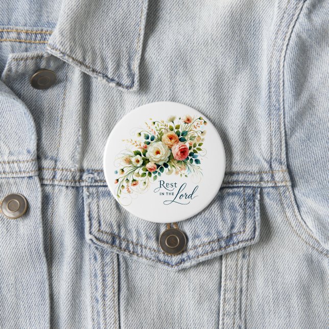 Bóton Redondo 7.62cm Descanse no Lorde Flóral (In Situ)