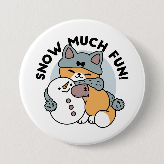 Bóton Redondo 7.62cm Design de Feriado de Inverno de Gato Muito Diverti (Frente)
