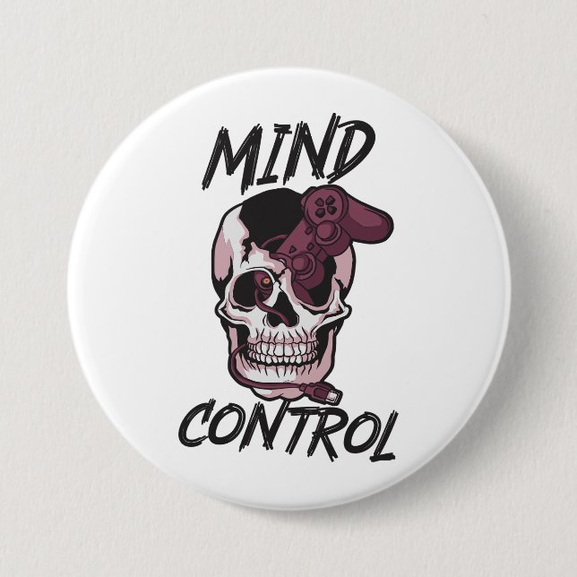 Bóton Redondo 7.62cm Design de jogos de controle da mente (Frente)