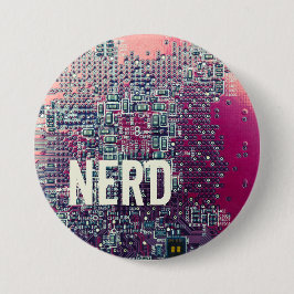 Bóton Redondo 7.62cm Design do nerd do circuito vermelho