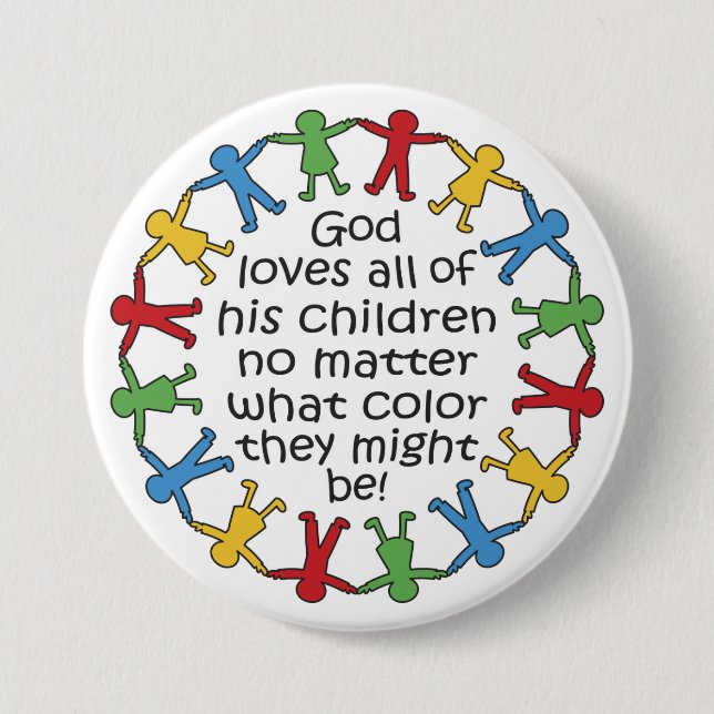 Bóton Redondo 7.62cm Deus ama tudo (Frente)